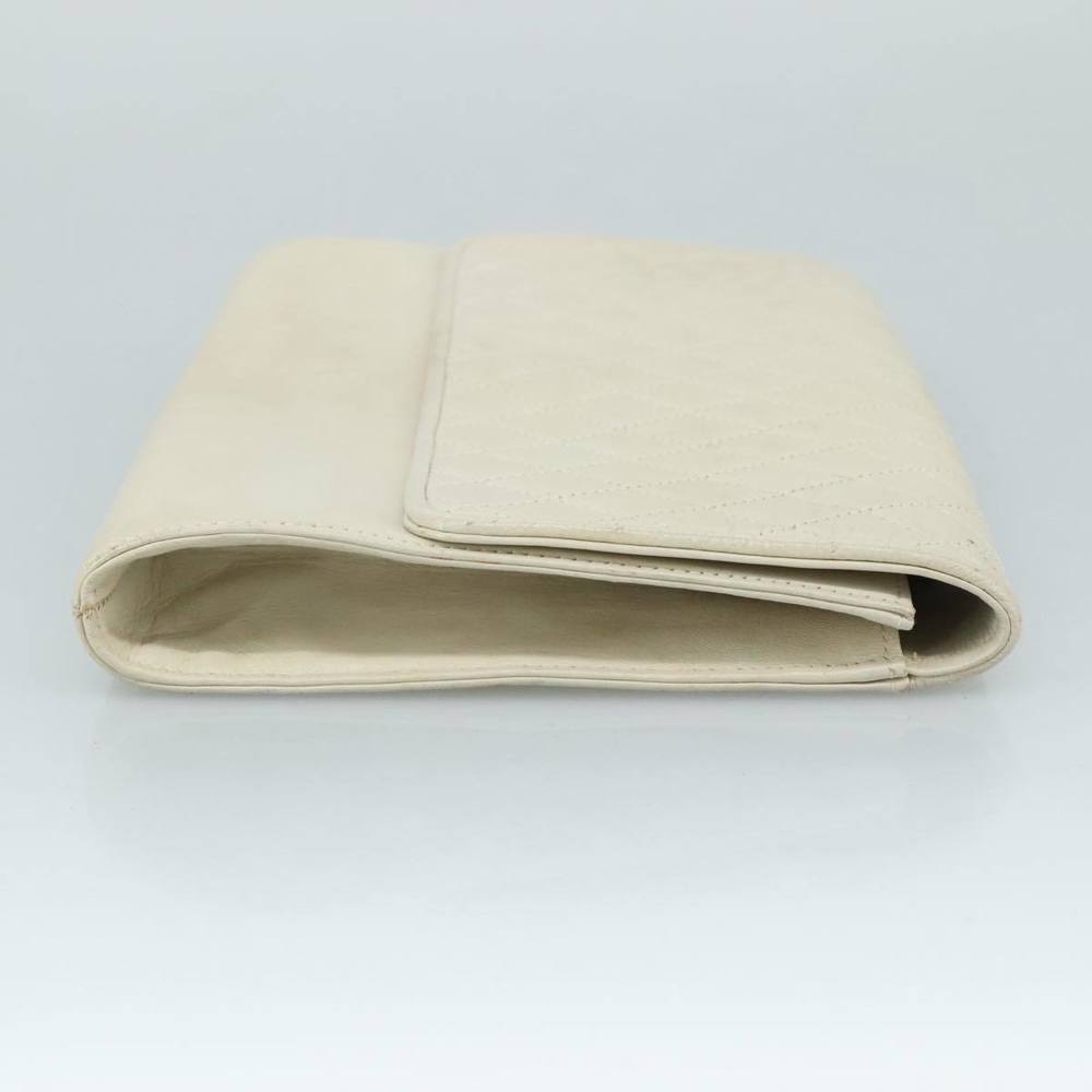 SAINT LAURENT Clutch Bag Leather White Auth bs21008 - Picture 3 of 16